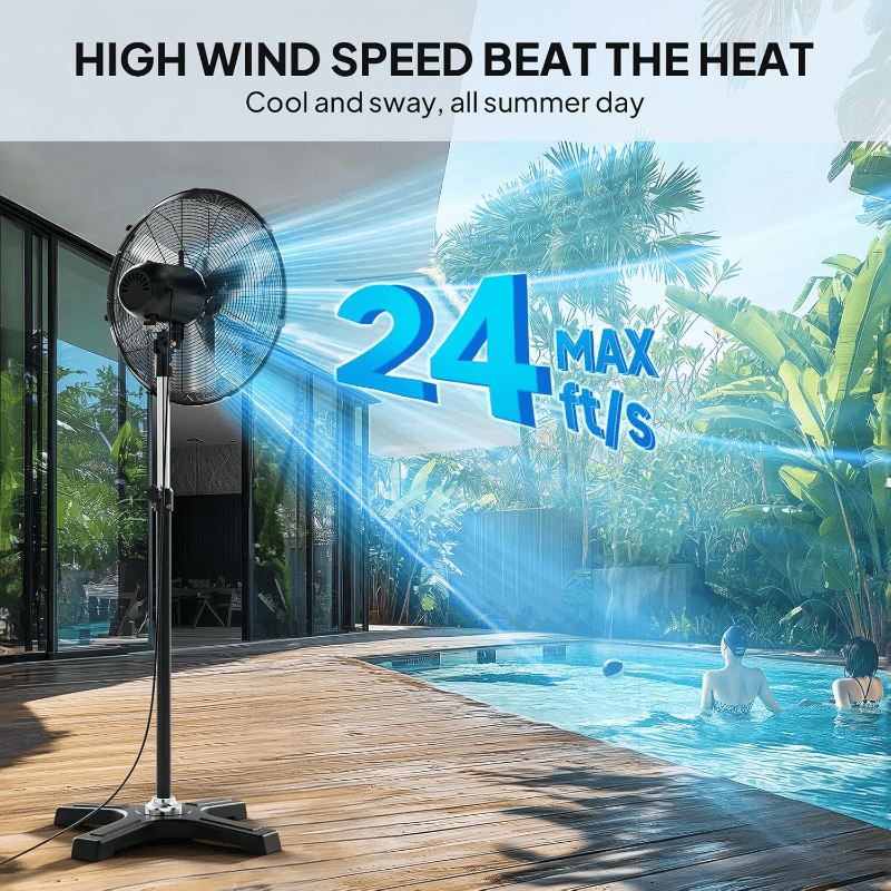 30''\u002F20'' Standing Fan, High Velocity Pedestal Fan with One-touch Oscillating Function