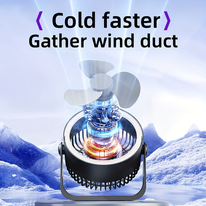 Portable high-style USB desk fan with colorful lighting, five light modes, super powerful airflow