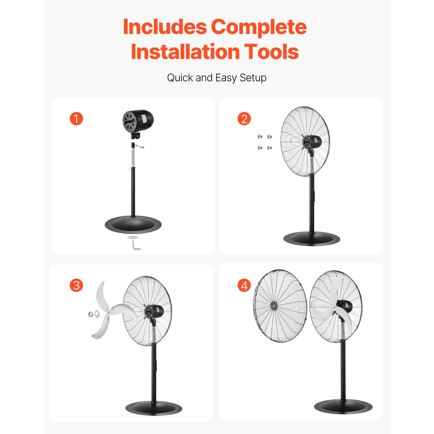 VEVOR 18\u002F20\u002F24\u002F30 inch Industrial Pedestal Fan 3-Speed Oscillating Fan Height Adjustable