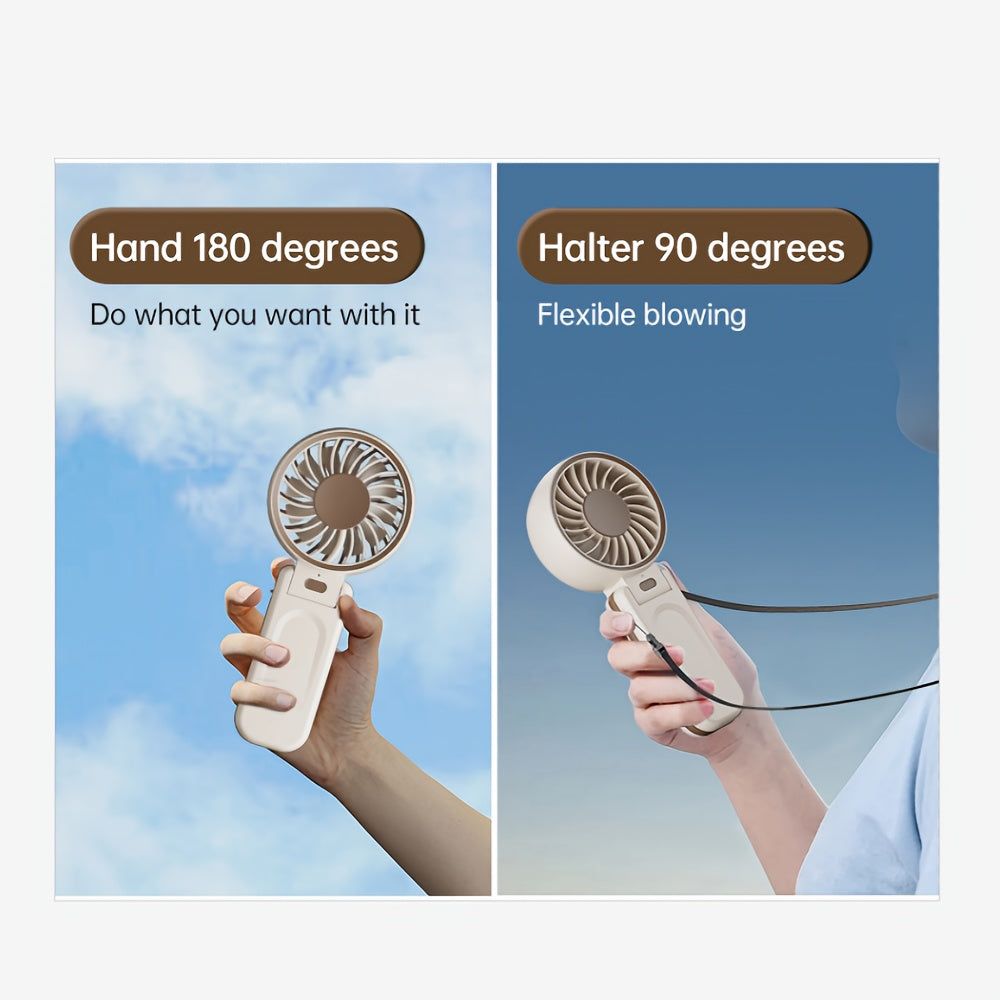 New Folding Small Fan USB Desktop Handheld Mini Portable Halterneck Outdoor Convenient Small Fan