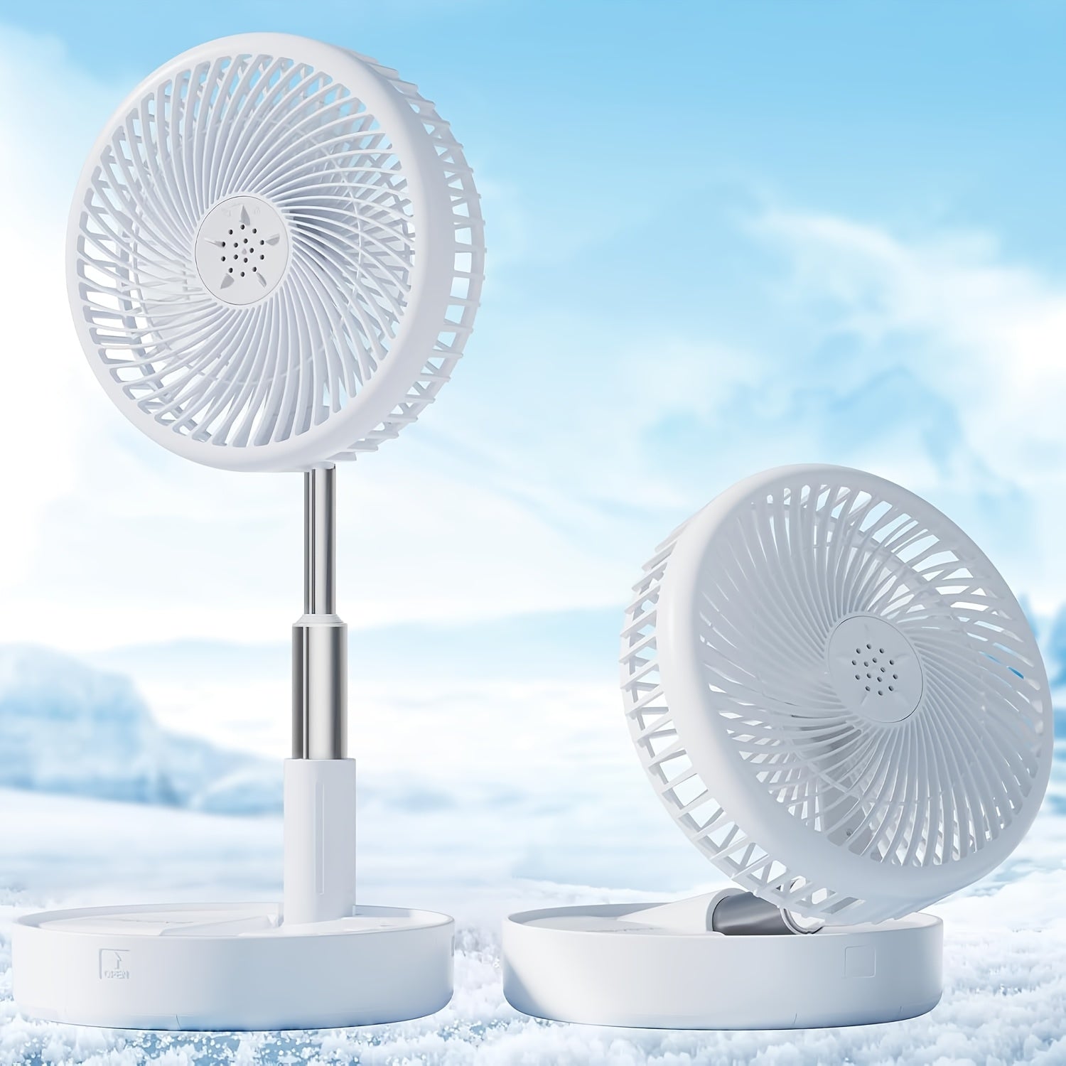 Primevolve Portable Standing Fan, Rechargeable USB Floor Standing Desktop Fan with Remote Control