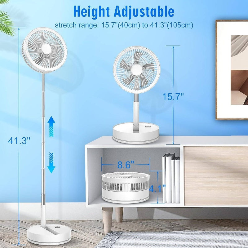 Rechargeable Battery Foldable Desk Travel Camping Pedestal Fan