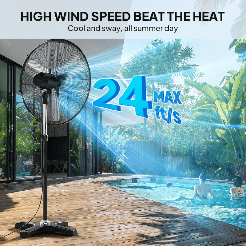 30''\u002F20'' Standing Fan, High Velocity Pedestal Fan with One-touch Oscillating Function