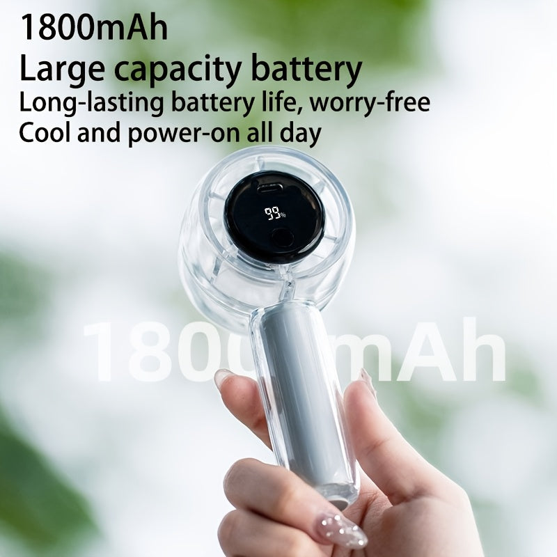 1pc Portable Transparent Mini Handheld Fan - USB Rechargeable