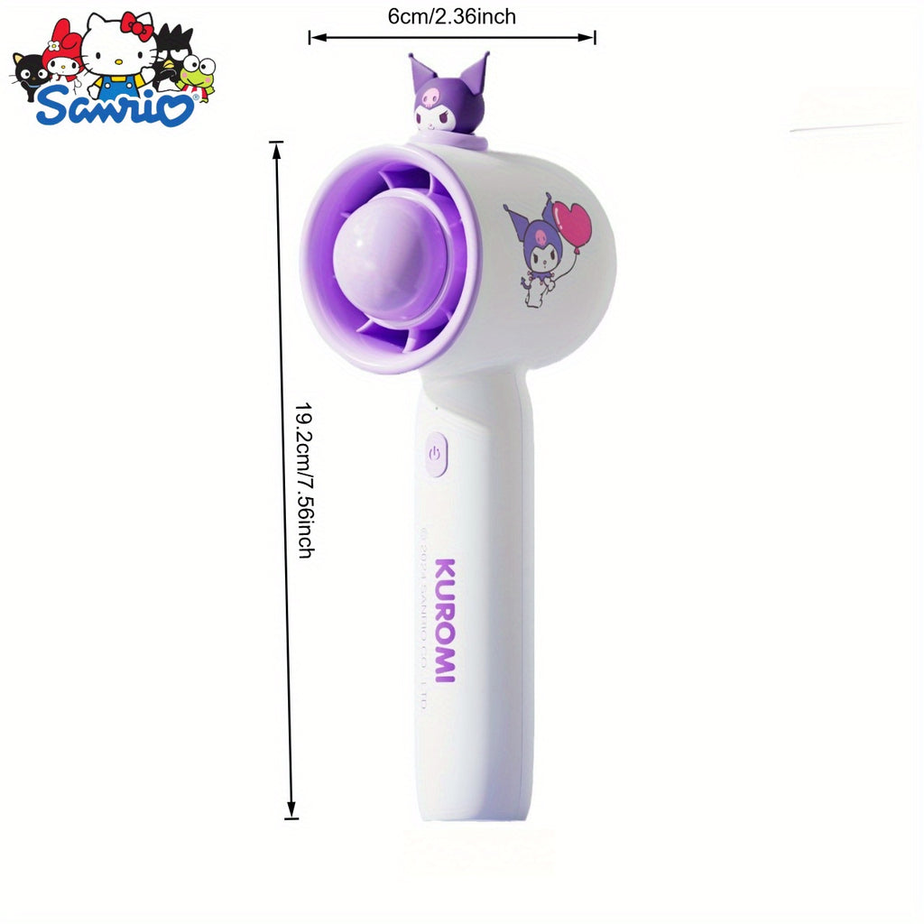 Sanrio Portable Handheld Mist Fan & Humidifier - Cute Purple & White Personal Cooling Device with Quiet Operation