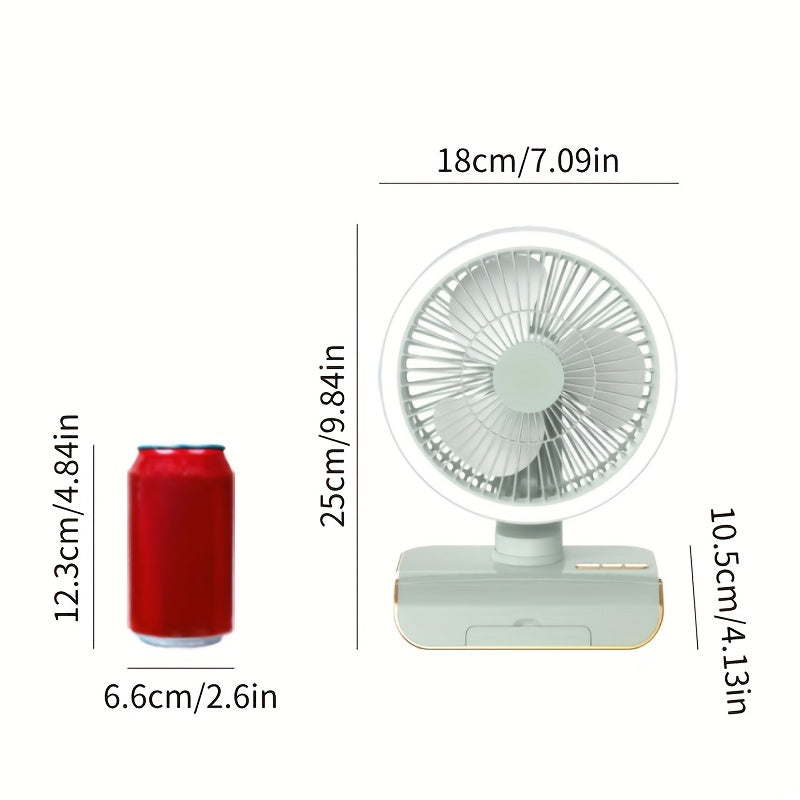 Sleek High-End Intelligent Desktop Fan with Multifunctional Lamp, Wall-Mountable & Hanging Design