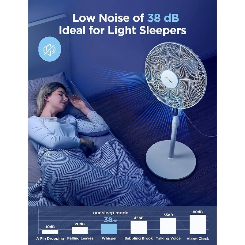 16-Inch Oscillating Pedestal Fan with Remote Control, Adjustable Height (Low\u002FHigh) - Ultra Quiet Motor