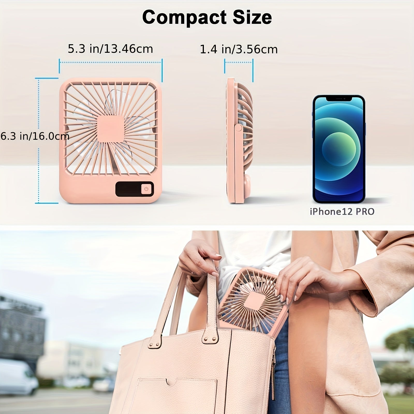 MESIONDY Rechargeable Portable Fan with Power Display, 2000mAh 180° Foldable