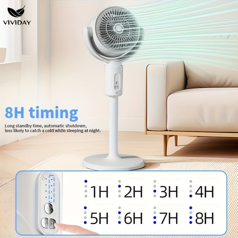 VIVIDAY USB Desk Fan with 3 Adjustable Heights, Wind Speed & Direction Control