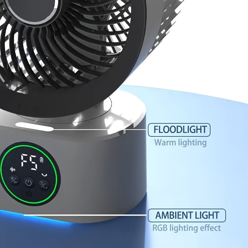 USB plug-in desktop fan, with 5-speed adjustment and mute fan capable of shaking head