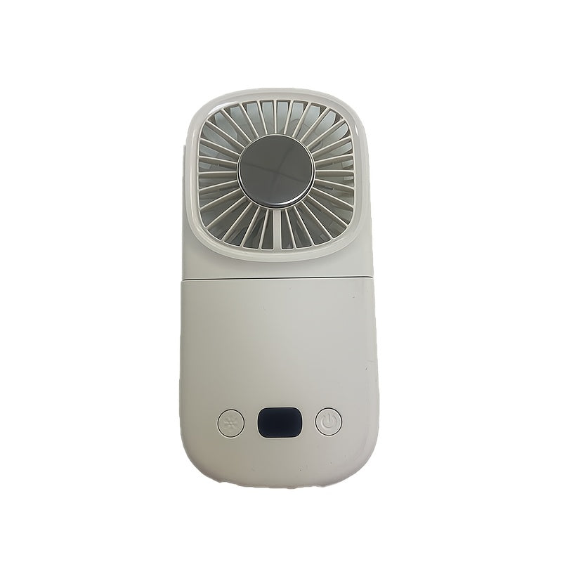 Portable Handheld Fan with Digital Display - Foldable Mini Desk Fan for Indoor & Outdoor Use