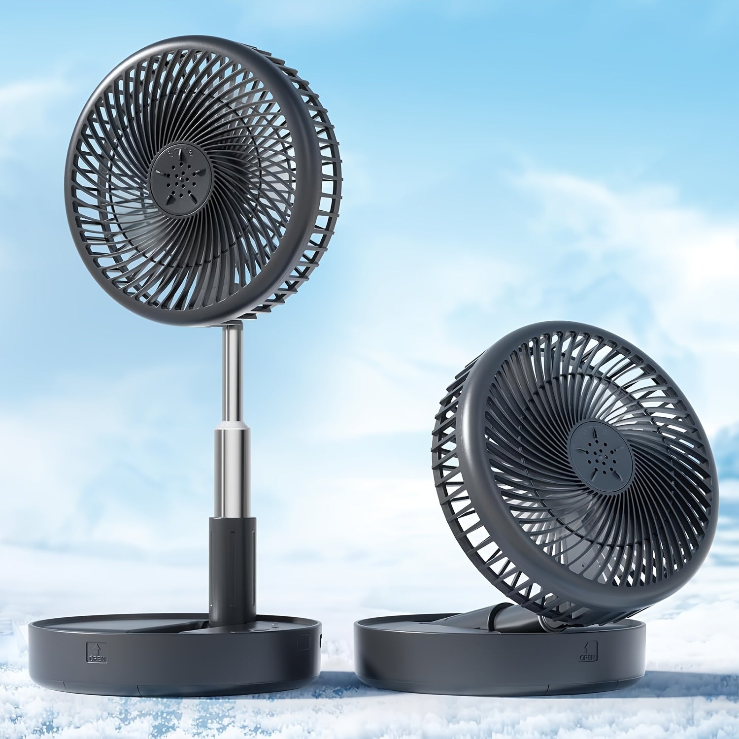 Primevolve Portable Standing Fan, Rechargeable USB Floor Standing Desktop Fan with Remote Control