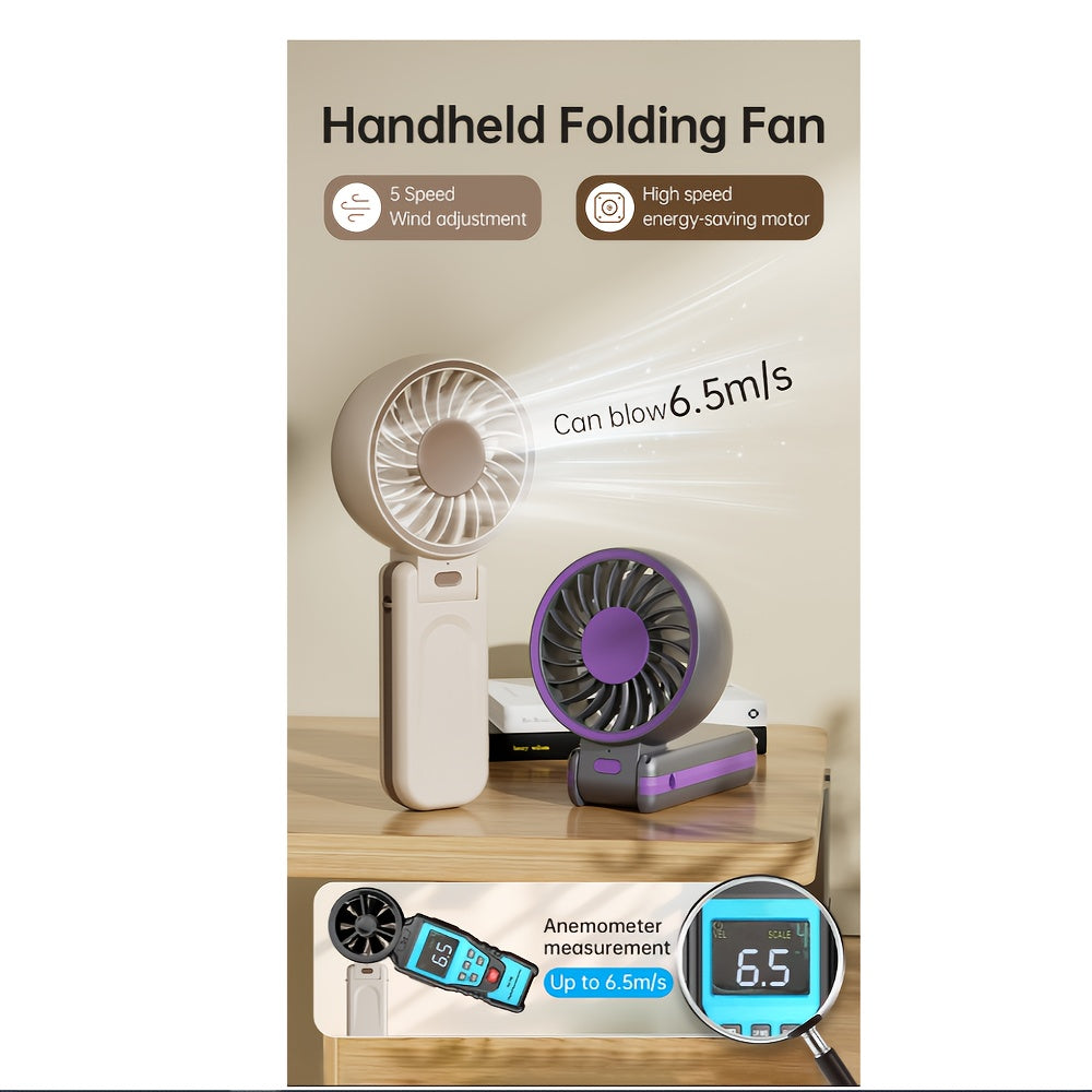 New Folding Small Fan USB Desktop Handheld Mini Portable Halterneck Outdoor Convenient Small Fan
