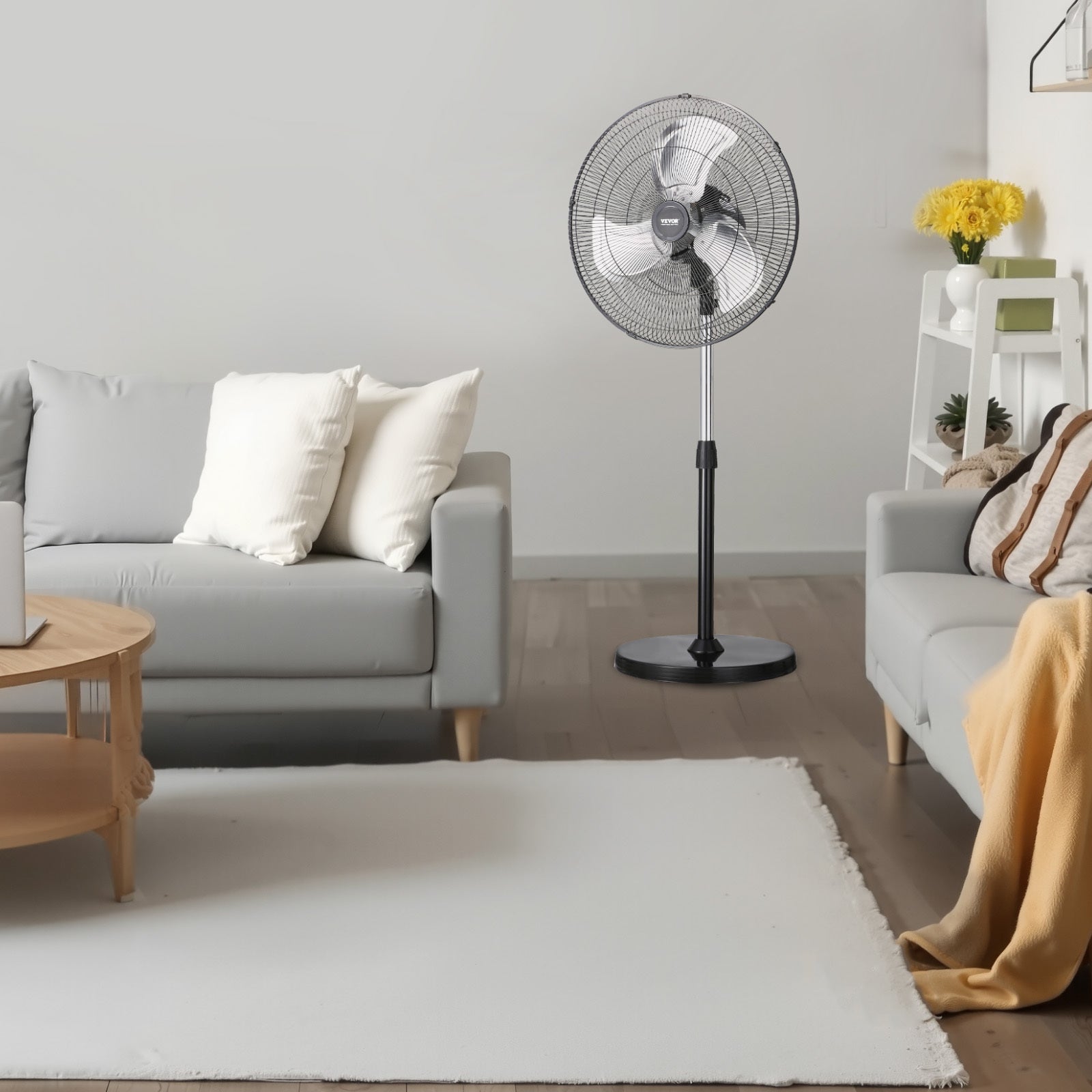 VEVOR 18\u002F20\u002F24\u002F30 inch Industrial Pedestal Fan 3-Speed Oscillating Fan Height Adjustable