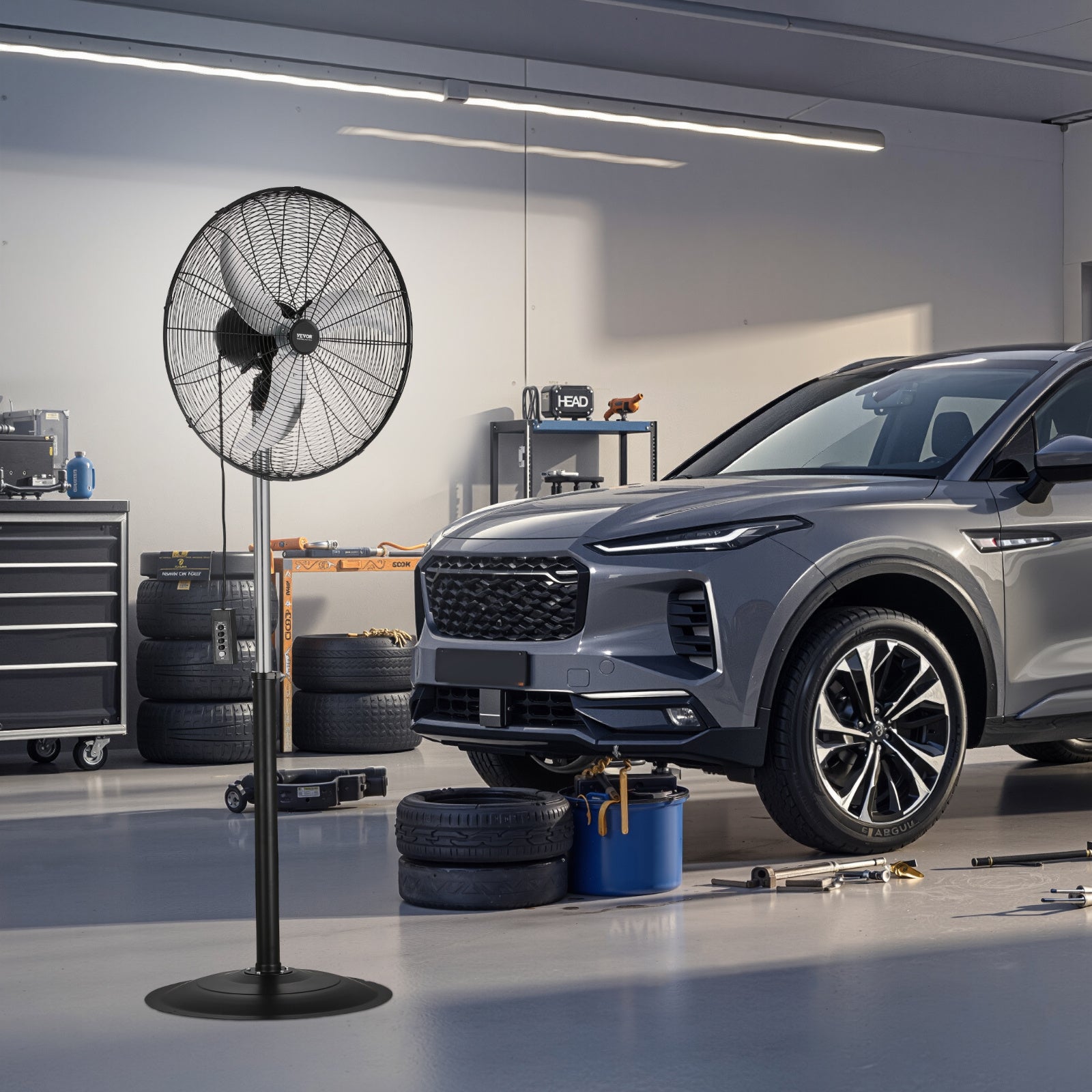 VEVOR 18\u002F20\u002F24\u002F30 inch Industrial Pedestal Fan 3-Speed Oscillating Fan Height Adjustable