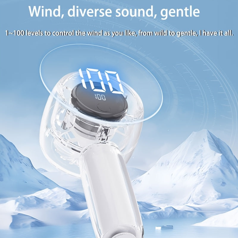 1pc Portable Transparent Mini Handheld Fan - USB Rechargeable