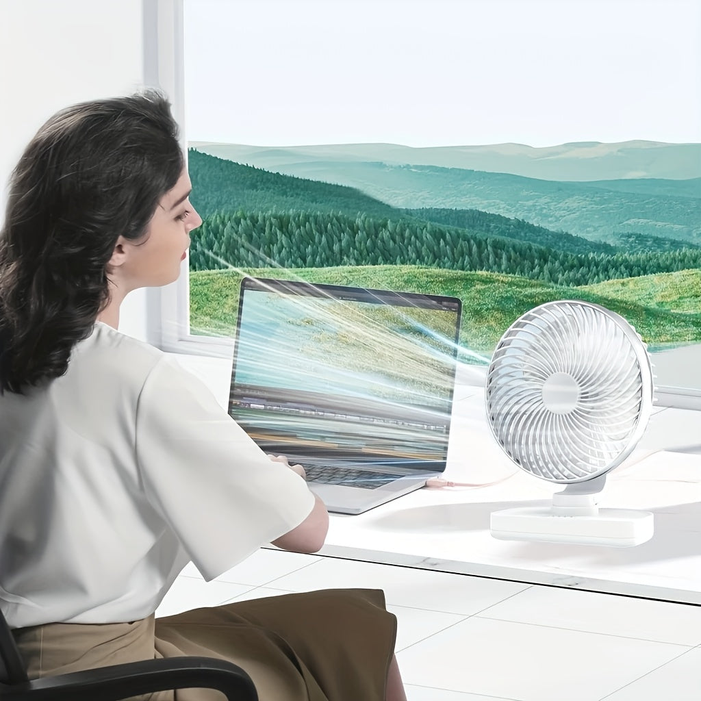 Portable Desk Fan Portable Oscillating Desk Fan | 4-Speed Control, USB Powered