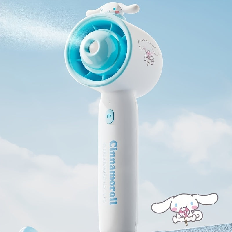 Sanrio Portable Handheld Mist Fan & Humidifier - Cute Purple & White Personal Cooling Device with Quiet Operation