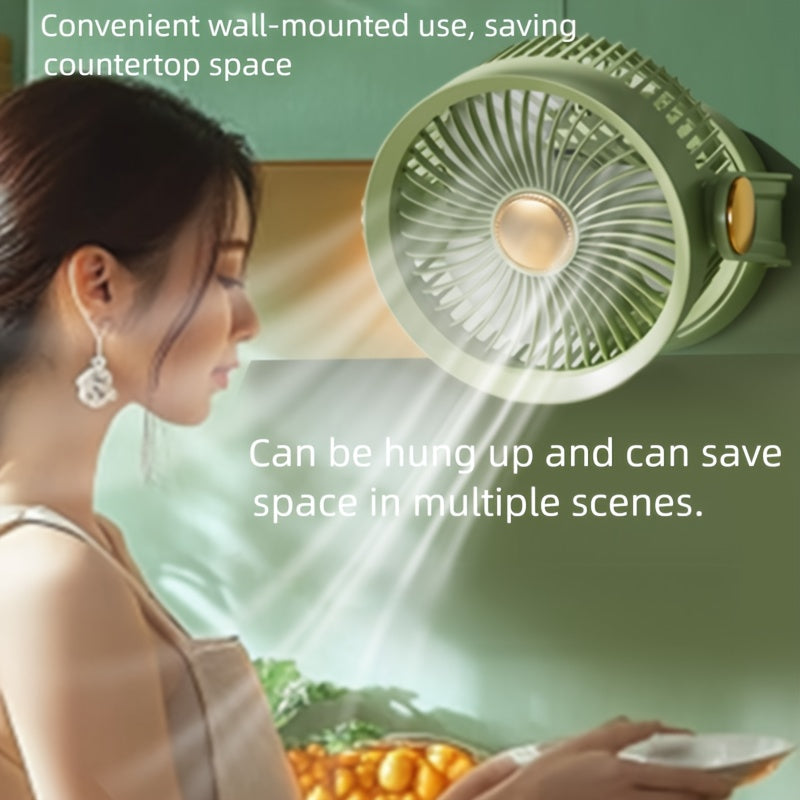 Ultra-Quiet USB Desk Fan with Standing\u002FHanging Base - Compact Mini Personal Cooling Fan