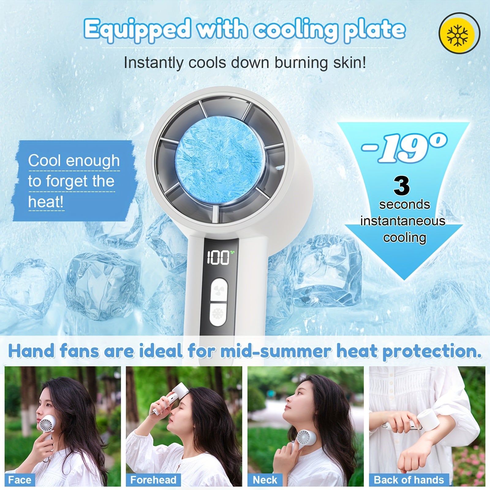 Portable Turbo Fan Compact, Lightweight Portable Turbo Fan with Ice Cooling Area