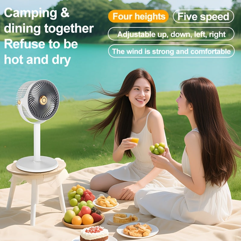 Adjustable high and low fans,5-speed wind speed, Type-C charging interface