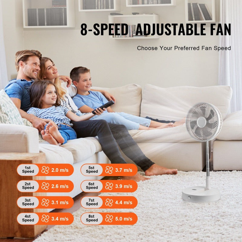 Quality Assurance 12 Inch Foldable Oscillating Standing Fan with Remote Control