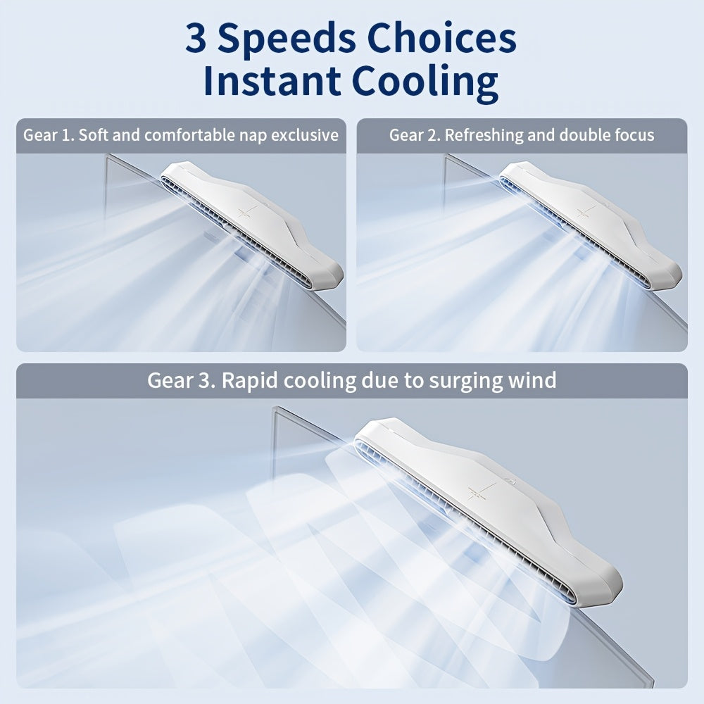 KINYILO Computer Monitor Hanging Fan - 3-Speed Adjustable, Ergonomic Design