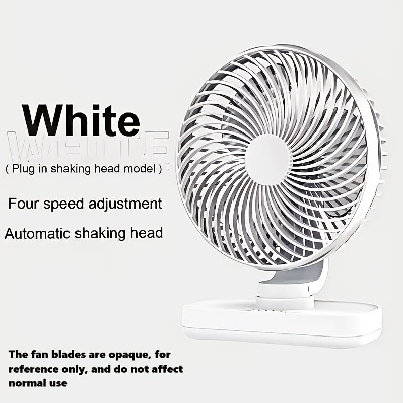 Portable Desk Fan Portable Oscillating Desk Fan | 4-Speed Control, USB Powered