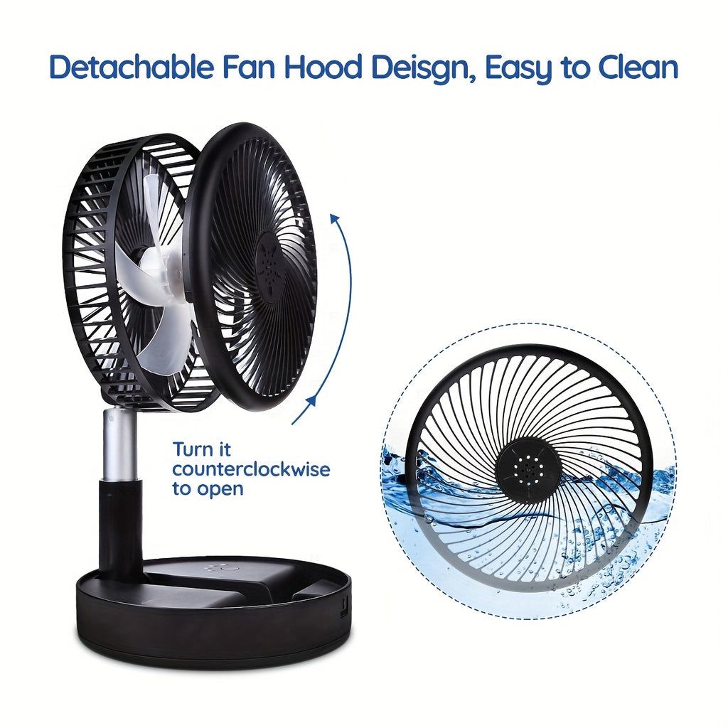 Primevolve Portable Standing Fan, Rechargeable USB Floor Standing Desktop Fan with Remote Control