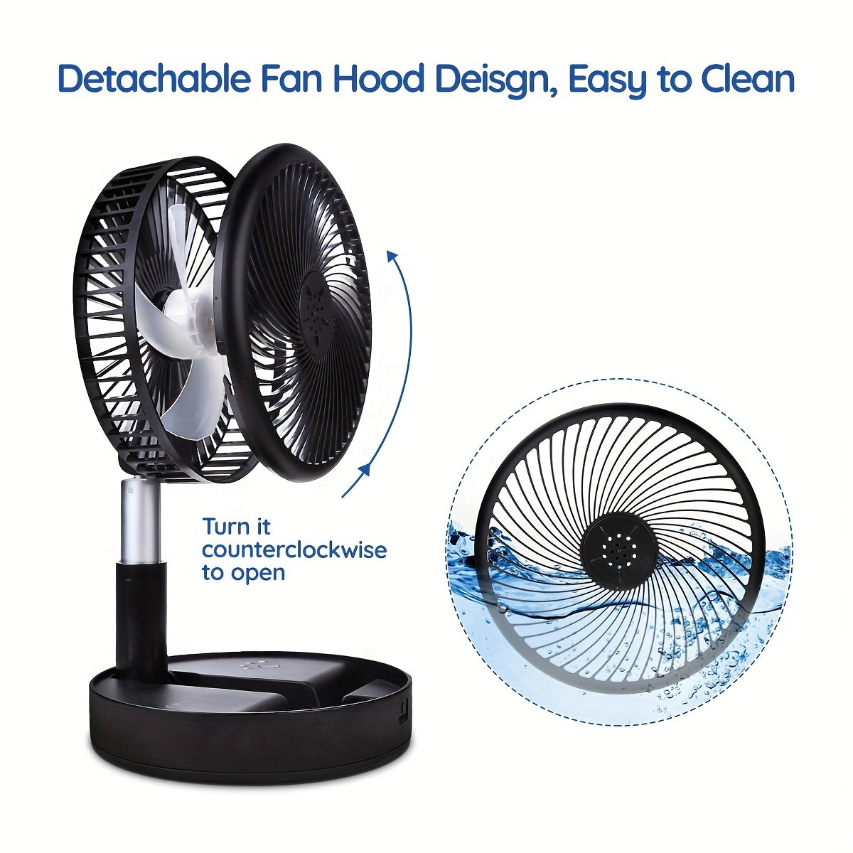 Primevolve Portable Standing Fan, Rechargeable USB Floor Standing Desktop Fan with Remote Control