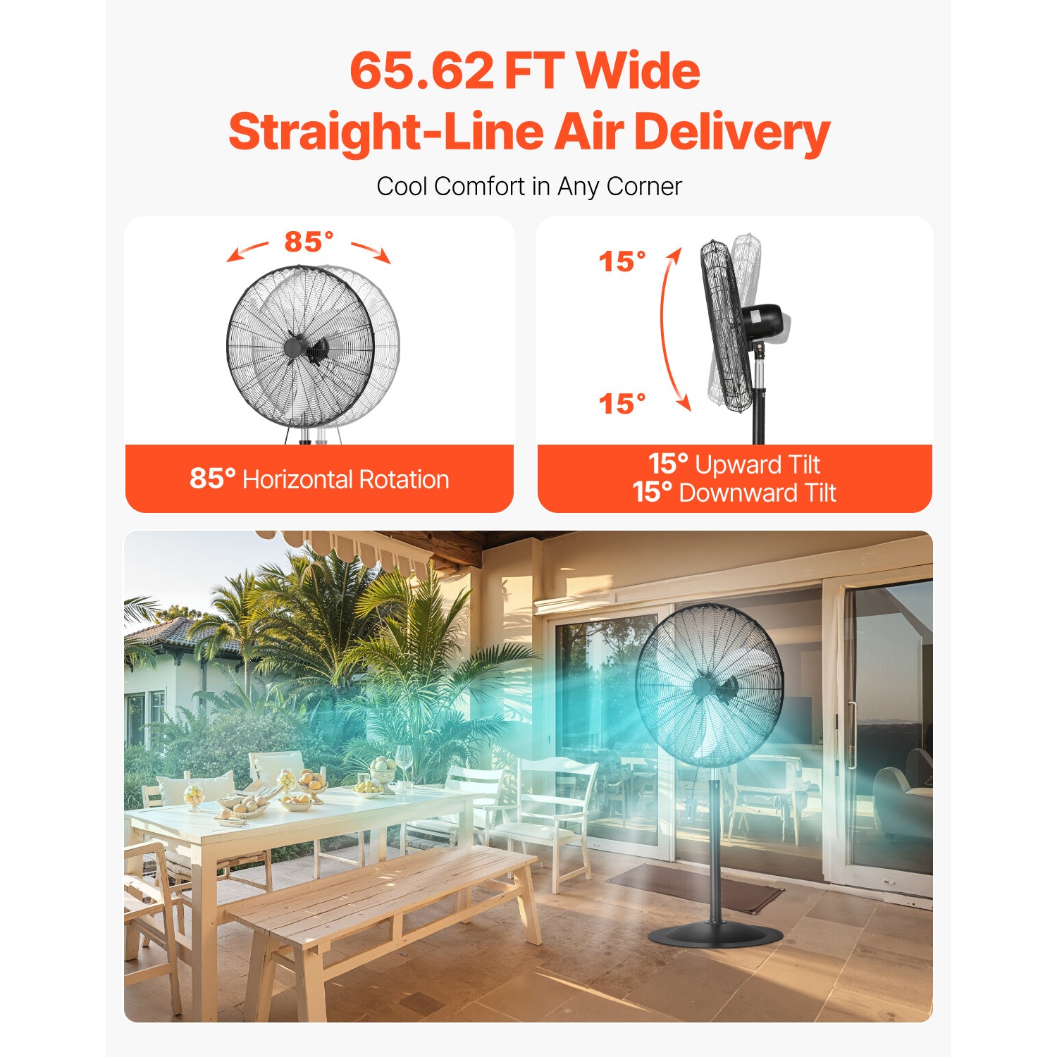 VEVOR 18\u002F20\u002F24\u002F30 inch Industrial Pedestal Fan 3-Speed Oscillating Fan Height Adjustable