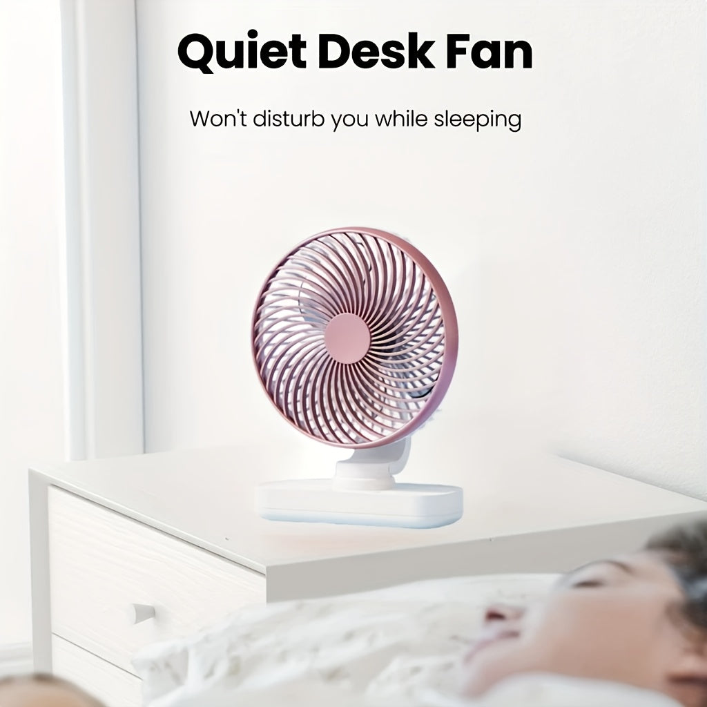 Portable Desk Fan Portable Oscillating Desk Fan | 4-Speed Control, USB Powered