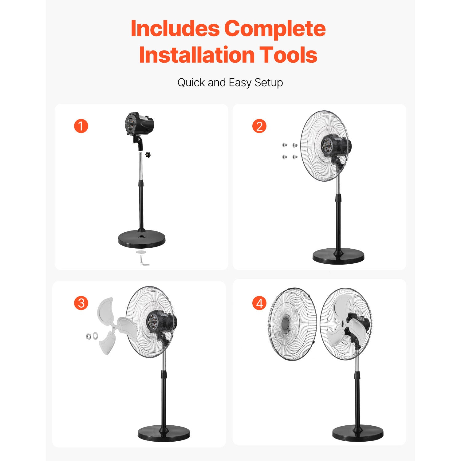 VEVOR 18\u002F20\u002F24\u002F30 inch Industrial Pedestal Fan 3-Speed Oscillating Fan Height Adjustable