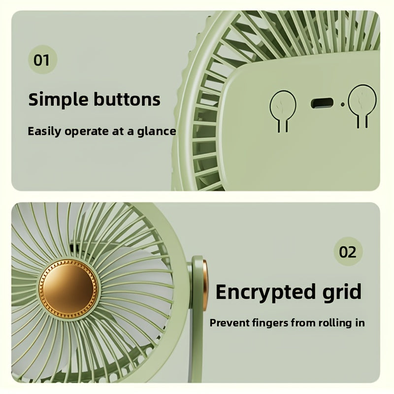 Ultra-Quiet USB Desk Fan with Standing\u002FHanging Base - Compact Mini Personal Cooling Fan