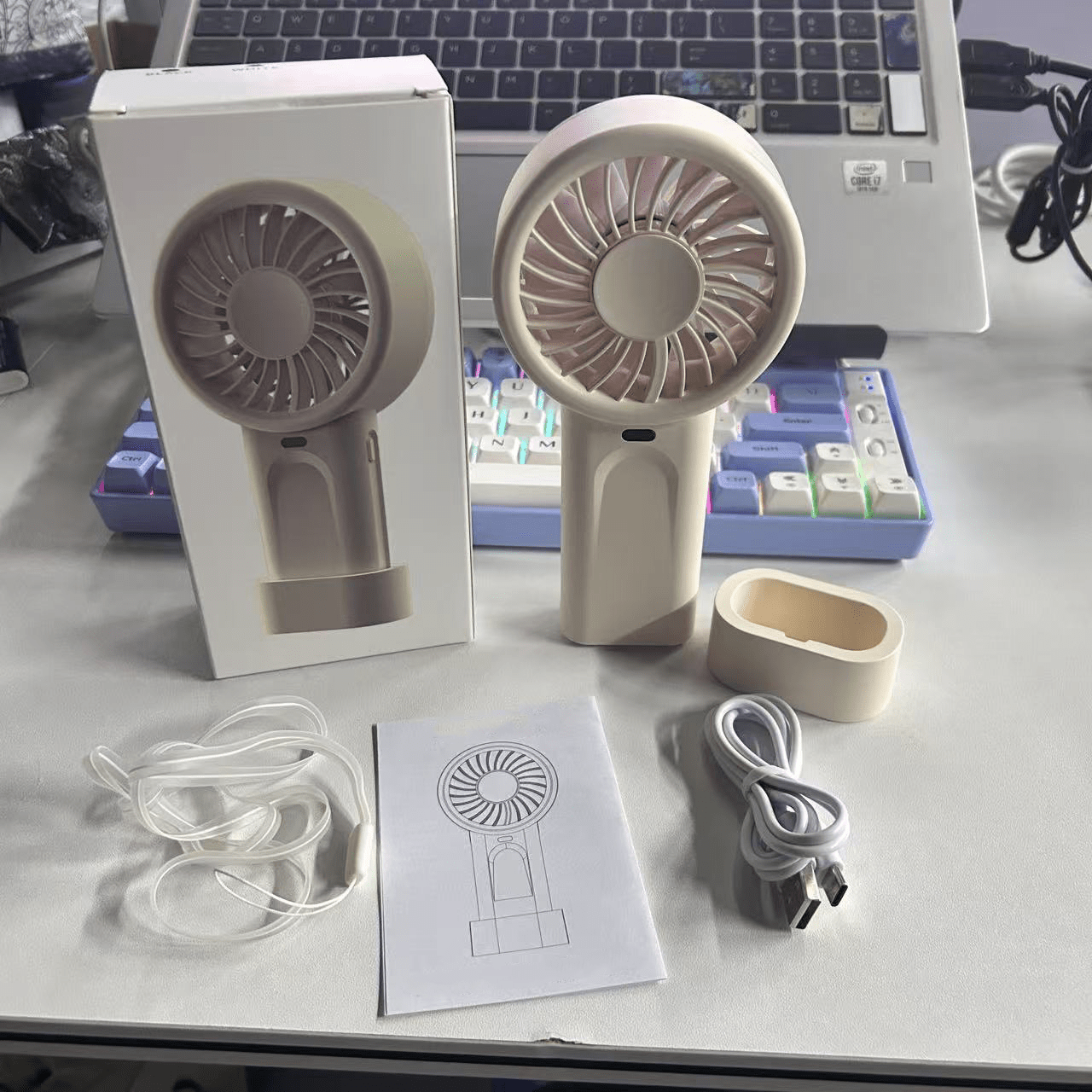 4000mAh USB-Powered Portable Handheld Turbo Fan with Digital Display