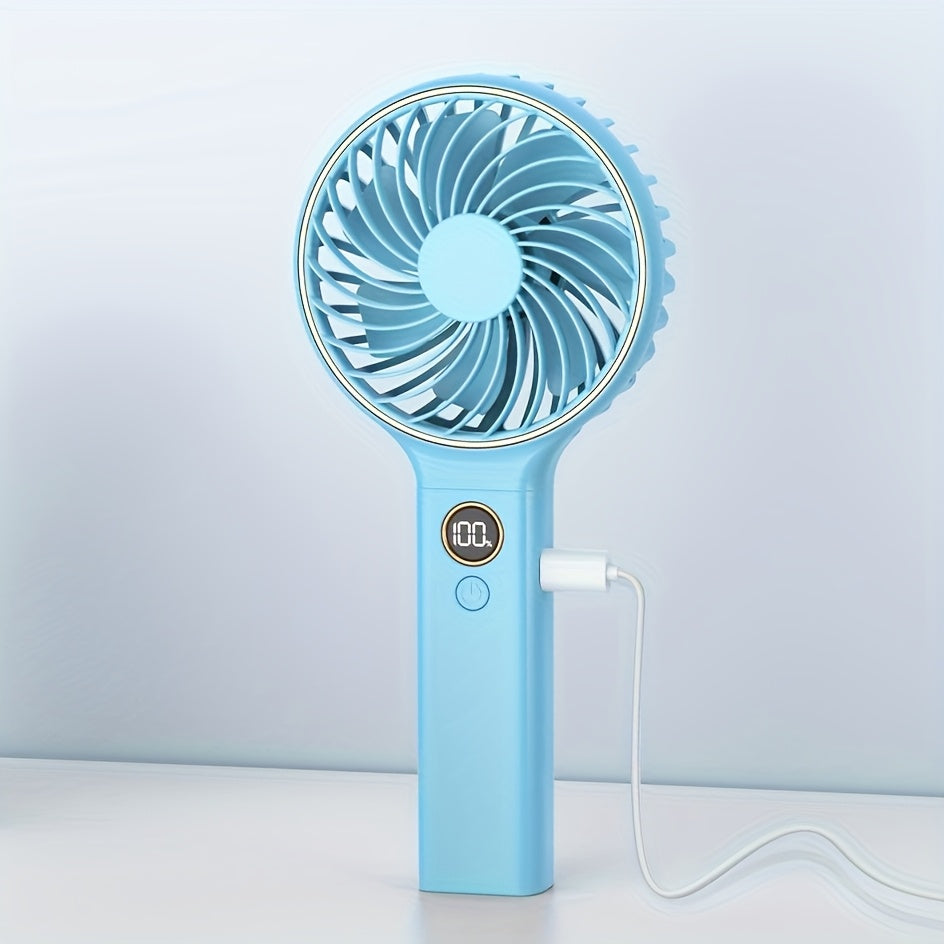 USB Handheld Fan - 6 Speeds Adjustable, 3000mAh Battery, Power Digital Display