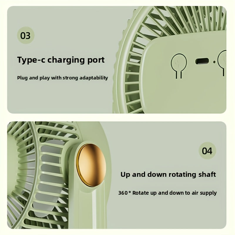 Ultra-Quiet USB Desk Fan with Standing\u002FHanging Base - Compact Mini Personal Cooling Fan