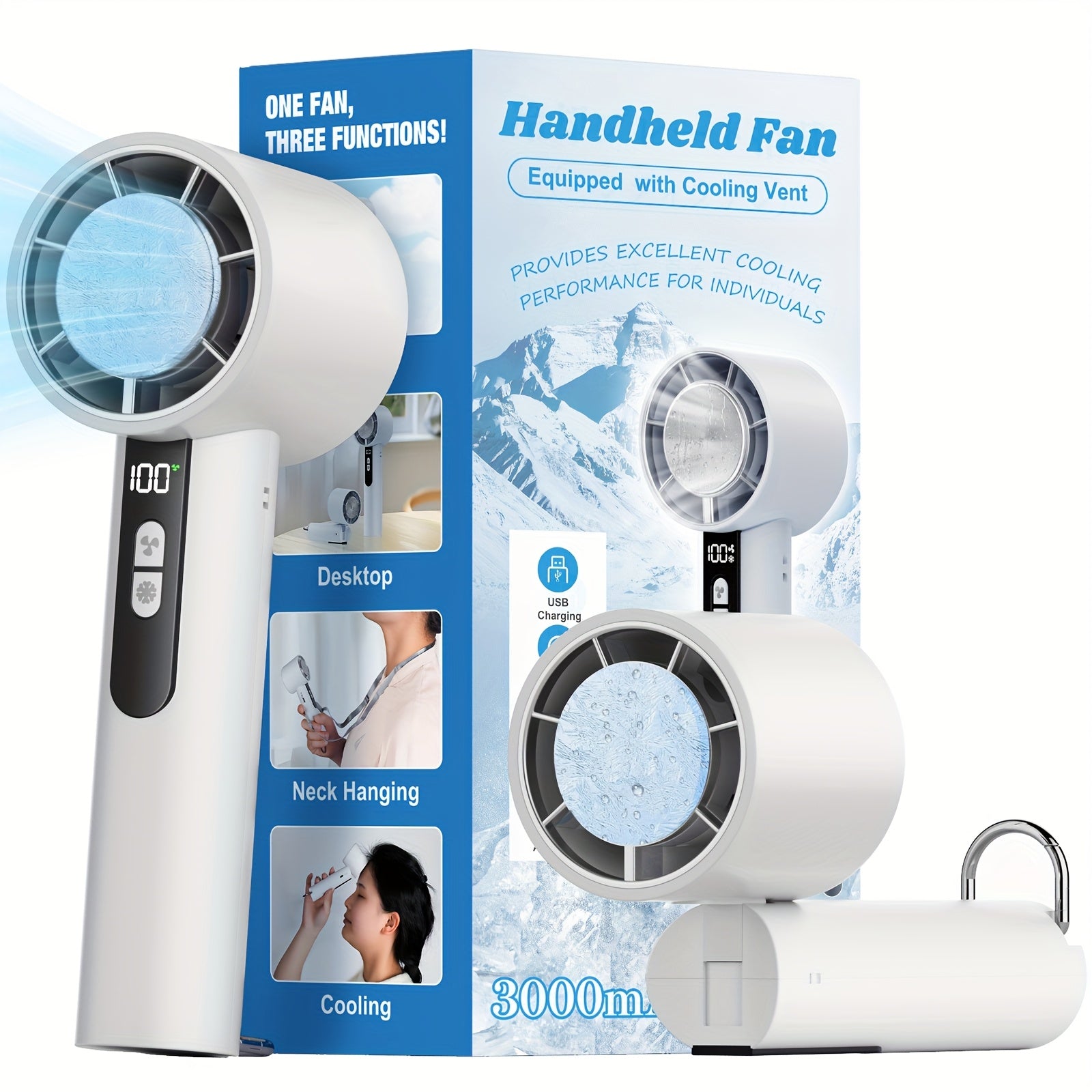 Portable Turbo Fan Compact, Lightweight Portable Turbo Fan with Ice Cooling Area