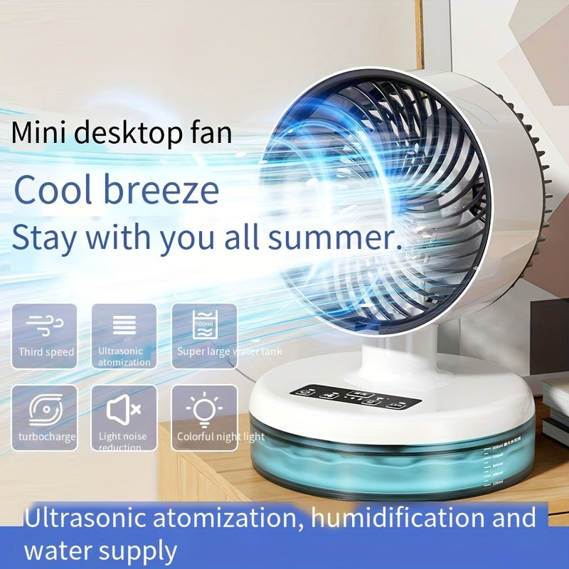 Quiet, Portable, and Energy-Efficient Desk Fan with Cool Mist Function - Large, Modern