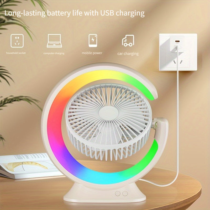 Powerful Wind Silent Desktop Fan, USB Charging\u002F1200mAh