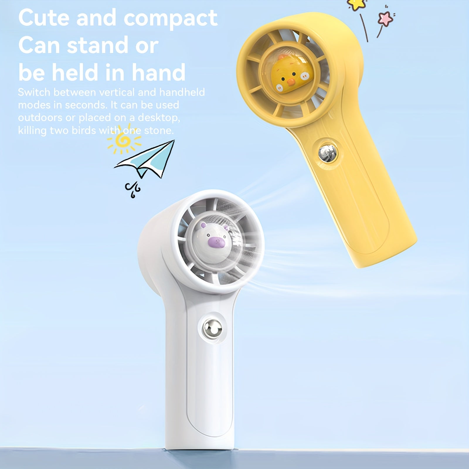 Mini Fan Battery Operated Handheld with 1200mAh Battery or USB Powered Personal Mini