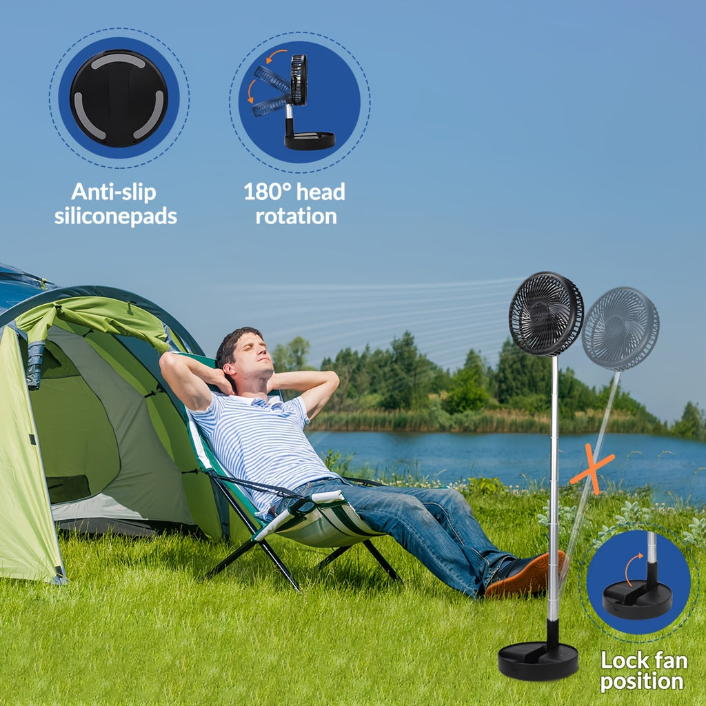 Primevolve Portable Standing Fan, Rechargeable USB Floor Standing Desktop Fan with Remote Control