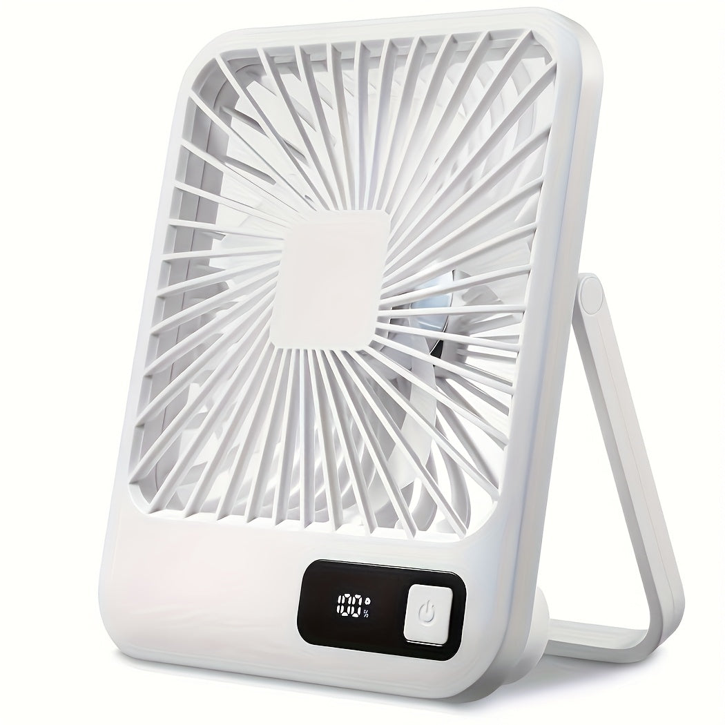 MESIONDY Rechargeable Portable Fan with Power Display, 2000mAh 180° Foldable