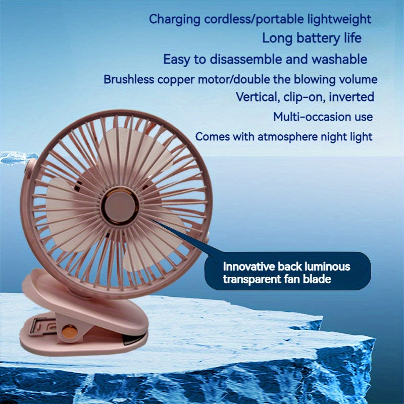 Silent Portable Fan ABUDODO Silent Mini Portable Desk Fan | 4 Colors, USB Rechargeable