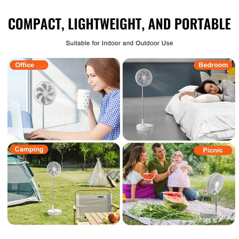 Quality Assurance 12 Inch Foldable Oscillating Standing Fan with Remote Control