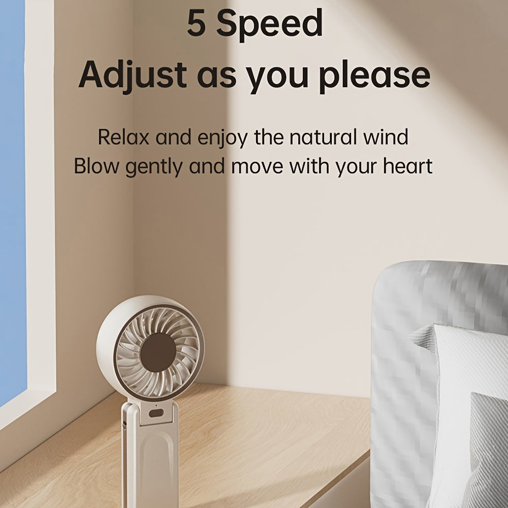 New Folding Small Fan USB Desktop Handheld Mini Portable Halterneck Outdoor Convenient Small Fan