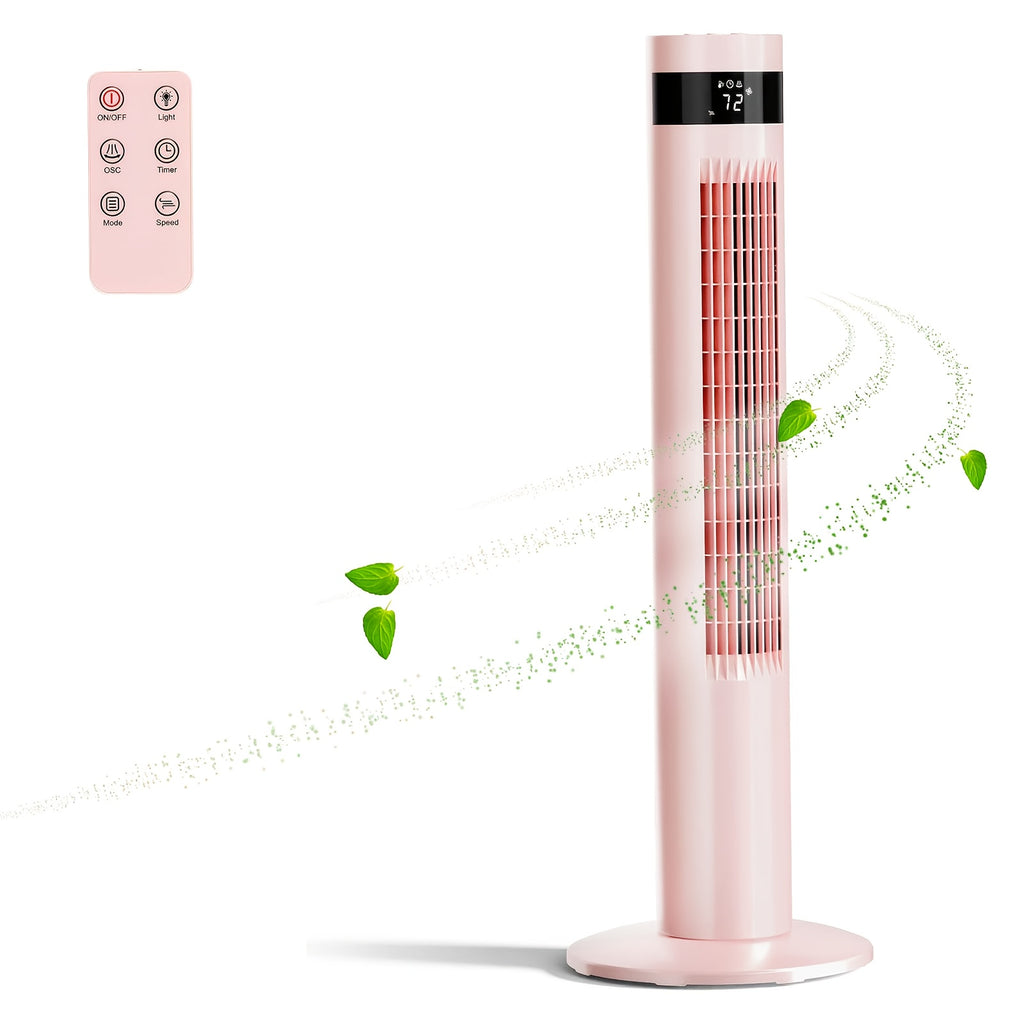 Tower Fan, Oscillation fan with Remote Control, Standing fan for office, 3 Wind Modes, Time Settings