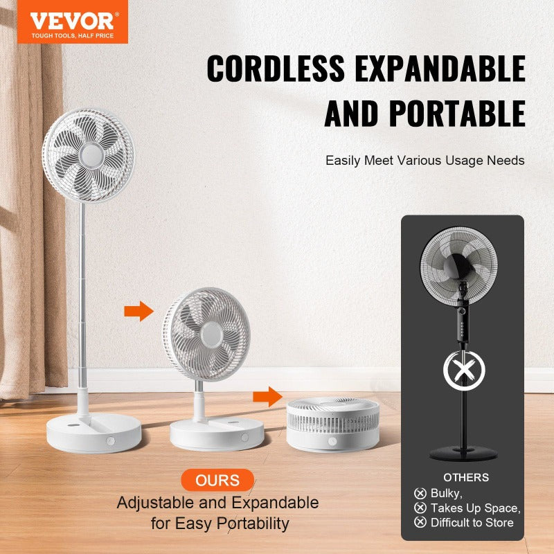 Quality Assurance 12 Inch Foldable Oscillating Standing Fan with Remote Control