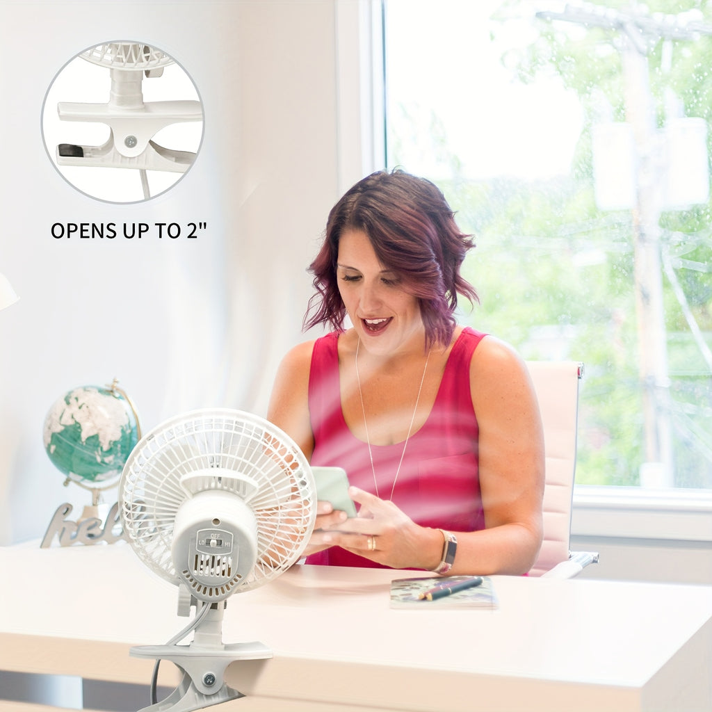 8-Inch Turbo Fans\u002F6 Inch Clip Fan for Bedroom, 3 Speed Table Fan with Adjustable Tilt