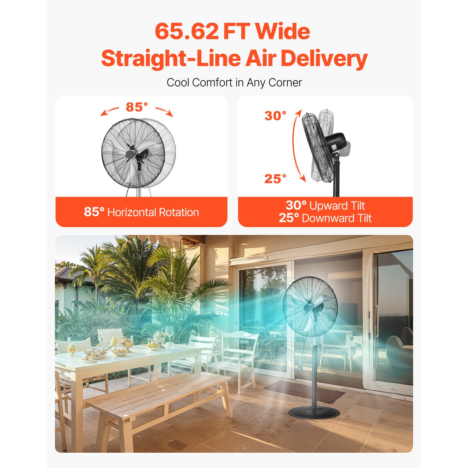 VEVOR 18\u002F20\u002F24\u002F30 inch Industrial Pedestal Fan 3-Speed Oscillating Fan Height Adjustable